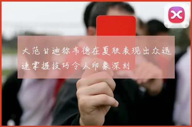 大范甘迪称韦德在夏联表现出众迅速掌握技巧令人印象深刻